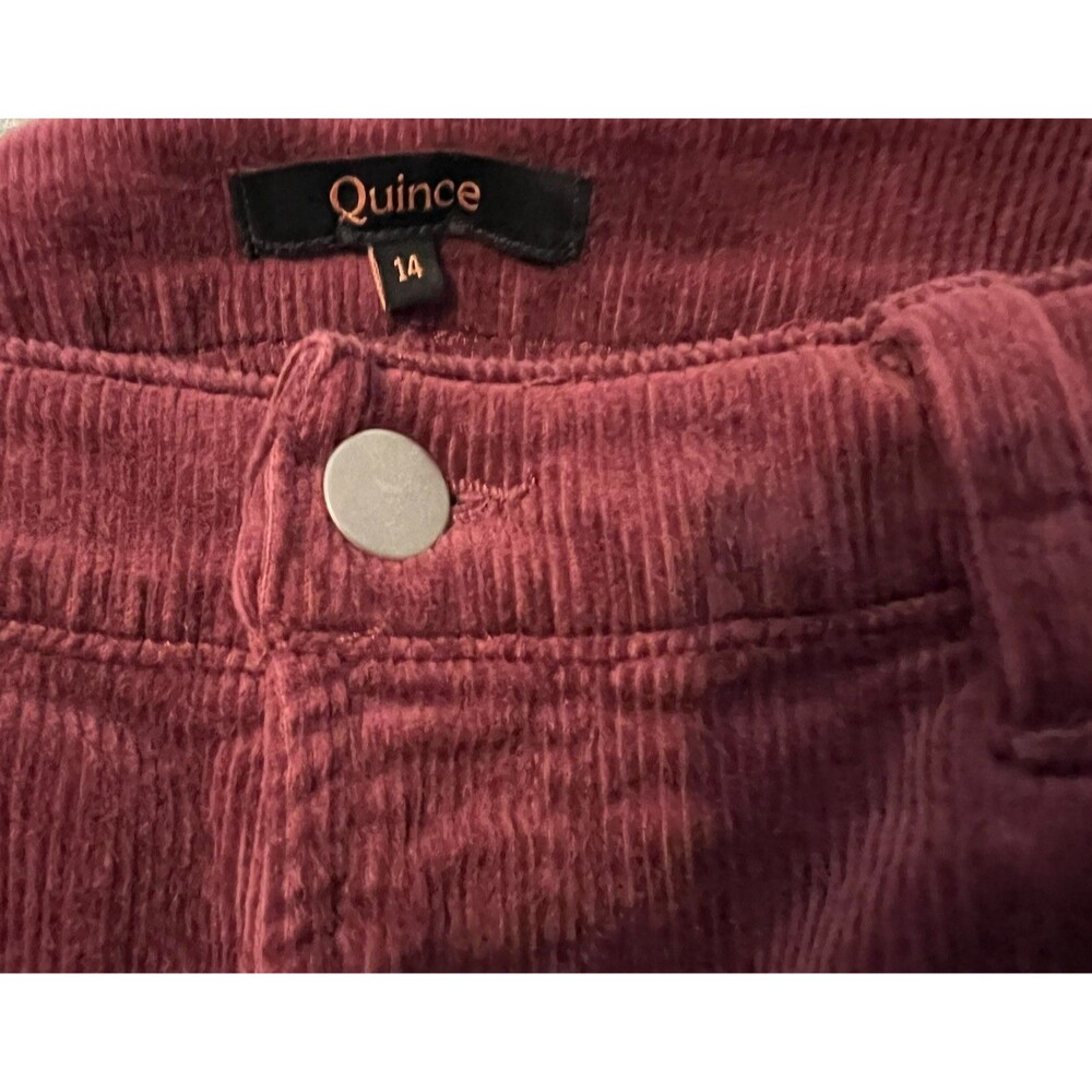 Quince Women's Burgundy Organic Stretch Corduroy Straight Leg Pants Jeans  14 - Picture 9 of 12